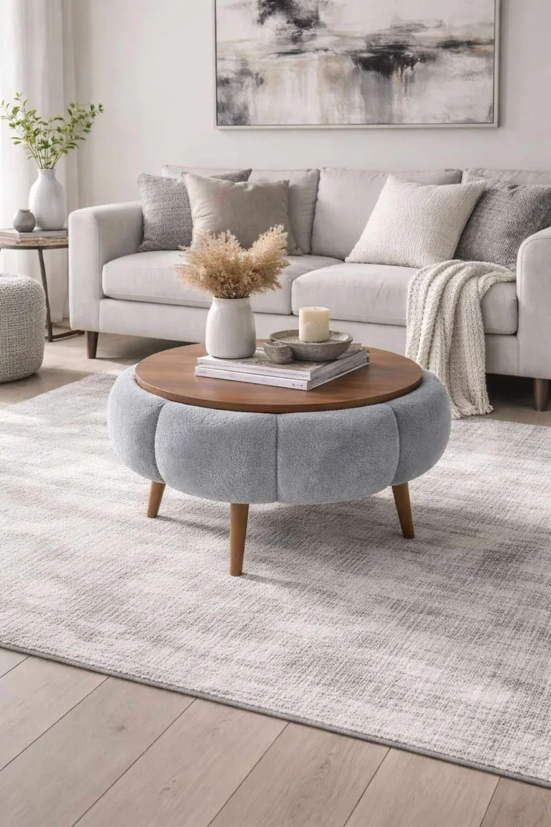 Sofabord Homitis Papatya 60 (Ø60 x H44 cm) Grå valnøtt - Møbler - Bord - Sofabord & salongbord