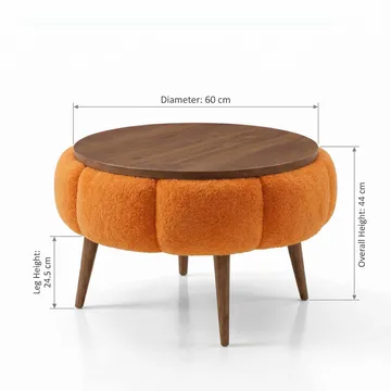Sofabord Homitis Papatya 60 (Ø60 x H44 cm) Oransje valnøtt - Møbler - Bord - Sofabord & salongbord