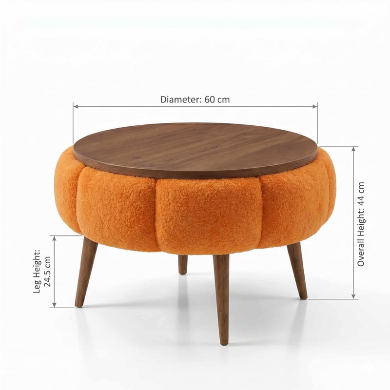 Sofabord Homitis Papatya 60 (Ø60 x H44 cm) Oransje valnøtt - Møbler - Bord - Sofabord & salongbord