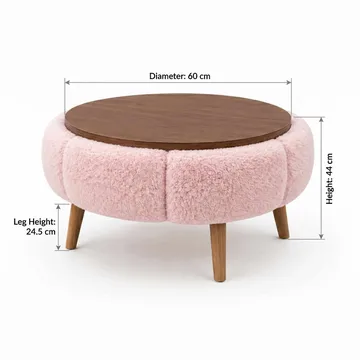 Sofabord Homitis Papatya 60 (Ø60 x H44 cm) Rosa valnøtt - Møbler - Bord - Sofabord & salongbord