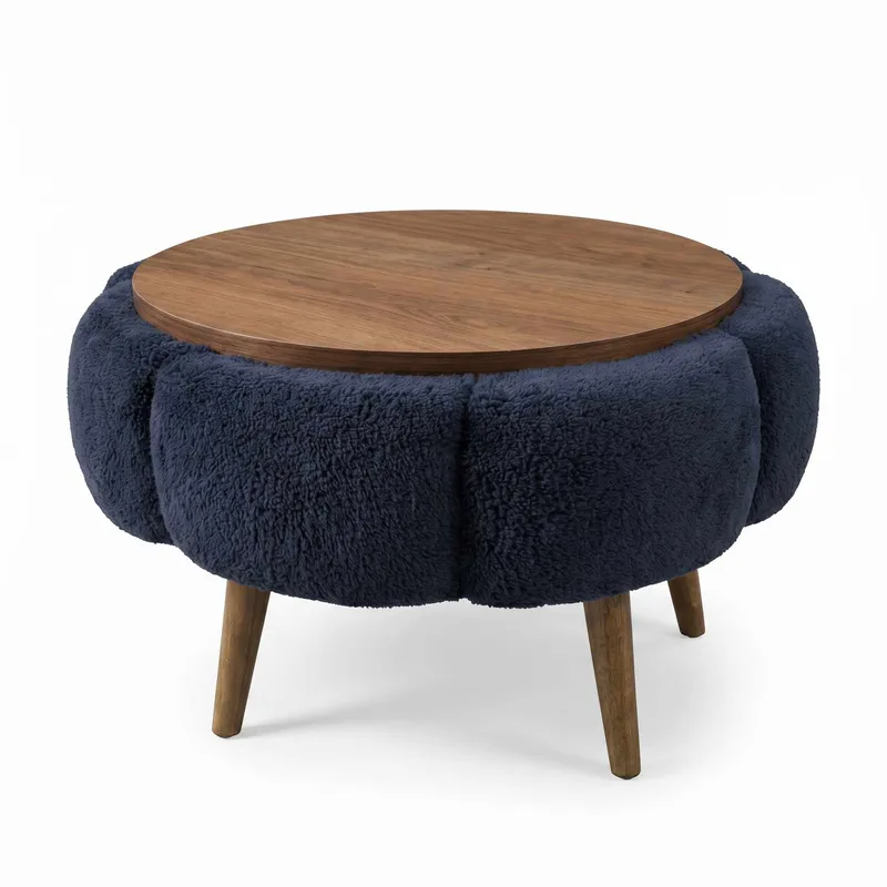 Sofabord Homitis Papatya 60 (Ø60 x H44 cm) Antrasitt valnøtt