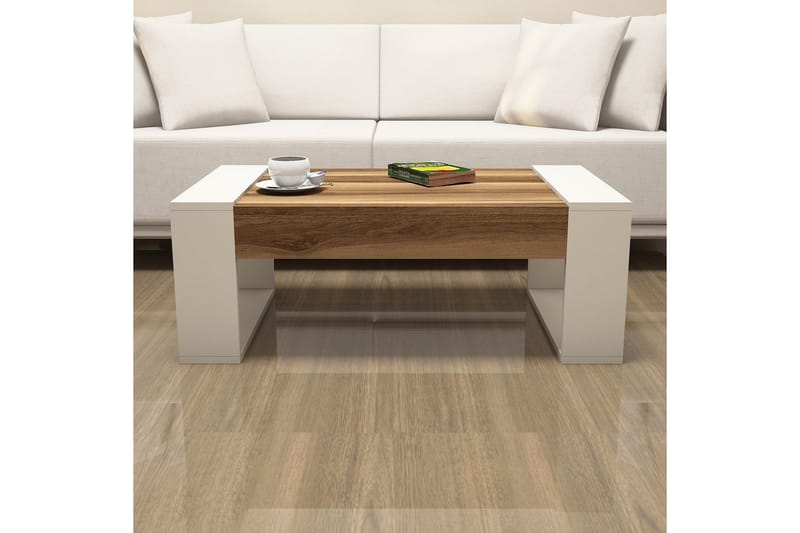 Hommaz Sofabord 102 cm - Valnøttsbrun/Kremhvit - Møbler - Bord - Sofabord & salongbord - Sofabord med oppbevaring