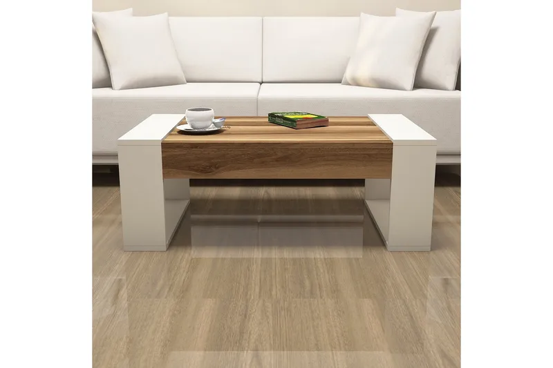 Hommaz Sofabord 102 cm - Valnøttsbrun/Kremhvit - Møbler - Bord - Sofabord & salongbord - Sofabord med oppbevaring