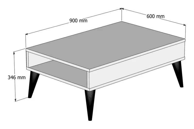 Hoptrup Sofabord 90 cm med Oppbevaringshylle - Eikefarge - Møbler - Bord - Sofabord & salongbord - Sofabord med oppbevaring