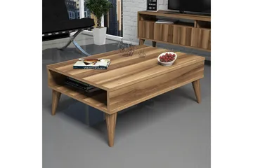 Hoptrup Sofabord 90 cm med Oppbevaringshylle - Valnøttsbrun - Møbler - Bord - Sofabord & salongbord - Sofabord med oppbevaring