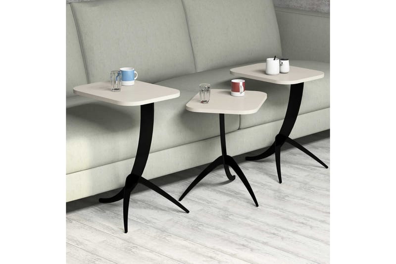 Hovdane Settbord 45 cm 3 Bord - Hvit - Møbler - Bord - Sofabord & salongbord