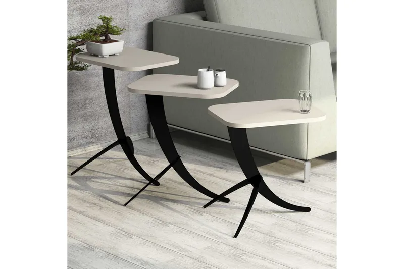 Hovdane Settbord 45 cm 3 Bord - Hvit - Møbler - Bord - Sofabord & salongbord