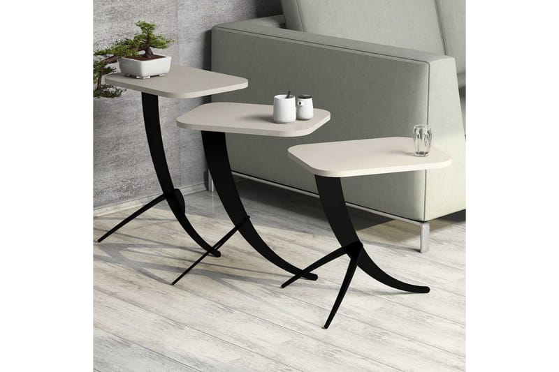 Hovdane Settbord 45 cm 3 Bord - Hvit - Møbler - Bord - Sofabord & salongbord