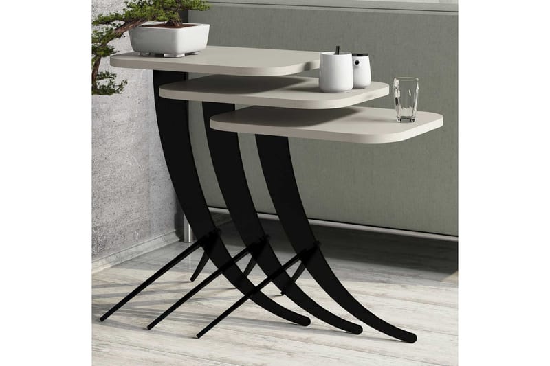 Hovdane Settbord 45 cm 3 Bord - Hvit - Møbler - Bord - Sofabord & salongbord