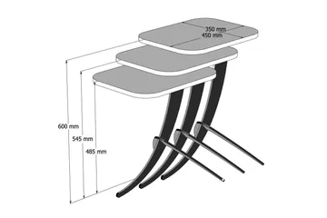 Hovdane Settbord 45 cm 3 Bord - Hvit - Møbler - Bord - Sofabord & salongbord