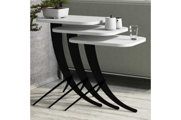 Hovdane Settbord 45 cm 3 Bord - Hvit/Svart - Møbler - Bord - Sofabord & salongbord