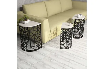 Hovdane Settbord 46 cm Halvcirkel 3 Bord - Hvit/Svart - Møbler - Bord - Sofabord & salongbord