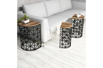 Hovdane Settbord 46 cm Halvcirkel 3 Bord - Mørkebrun/Svart - Møbler - Bord - Sofabord & salongbord