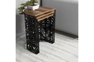 Hovdane Settbord 46 cm Halvcirkel 3 Bord - Mørkebrun/Svart - Møbler - Bord - Sofabord & salongbord