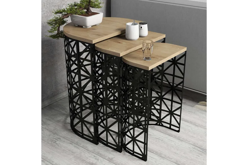 Hovdane Settbord 46 cm Halvcirkel 3 Bord - Møbler - Bord - Sofabord & salongbord