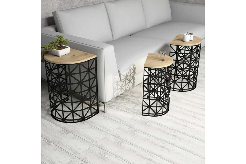 Hovdane Settbord 46 cm Halvcirkel 3 Bord - Møbler - Bord - Sofabord & salongbord