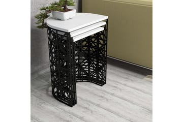 Hovdane Settbord 46 cm Halvsirkel 3 Bord - Hvit/Svart - Møbler - Bord - Sofabord & salongbord
