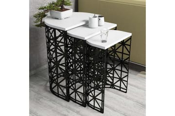Hovdane Settbord 46 cm Halvsirkel 3 Bord - Hvit/Svart - Møbler - Bord - Sofabord & salongbord
