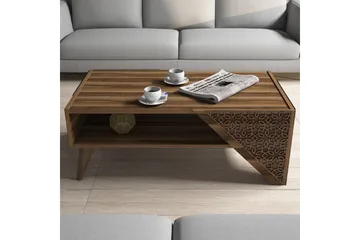 Hovdane Sofabord 105 cm med Oppbevaring Hylle Blomstermønste - Brun - Møbler - Bord - Sofabord & salongbord - Sofabord med oppbevaring