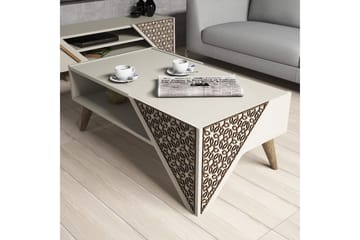 Hovdane Sofabord 105 cm med Oppbevaring Hylle Blomstermønste - Hvit - Møbler - Bord - Sofabord & salongbord - Sofabord med oppbevaring