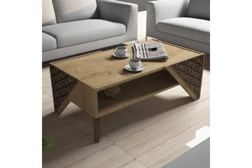 Hovdane Sofabord 105 cm med Oppbevaring Hylle Blomstermønste - Lysebrun - Møbler - Bord - Sofabord & salongbord - Sofabord med oppbevaring