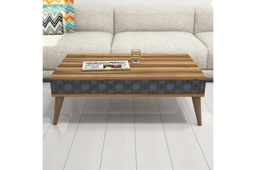 Hovdane Sofabord 105 cm med Oppbevaring Hylle KedjeMønster - Brun - Møbler - Bord - Sofabord & salongbord - Sofabord med oppbevaring