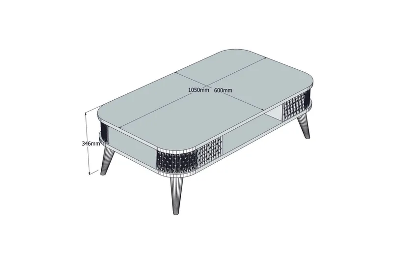 Hovdane Sofabord 105 cm med Oppbevaring Hylle Runde Hjørner - Lysebrun - Møbler - Bord - Sofabord & salongbord - Sofabord med oppbevaring