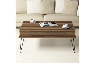 Hovdane Sofabord 105 cm med Oppbevaring Hylle Trekantmønster - Brun - Møbler - Bord - Sofabord & salongbord - Sofabord med oppbevaring