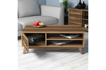 Hovdane Sofabord 105cm m Oppbevaring 2 Hyller+Skåp DiamantMø - Brun/Natur - Møbler - Bord - Sofabord & salongbord - Sofabord med oppbevaring