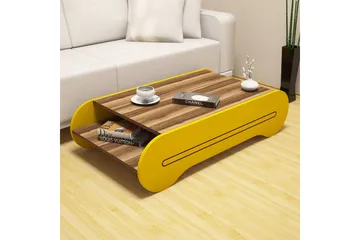 Hovdane Sofabord 120 cm med Oppbevaringshylle - Brun/Gul - Møbler - Bord - Sofabord & salongbord