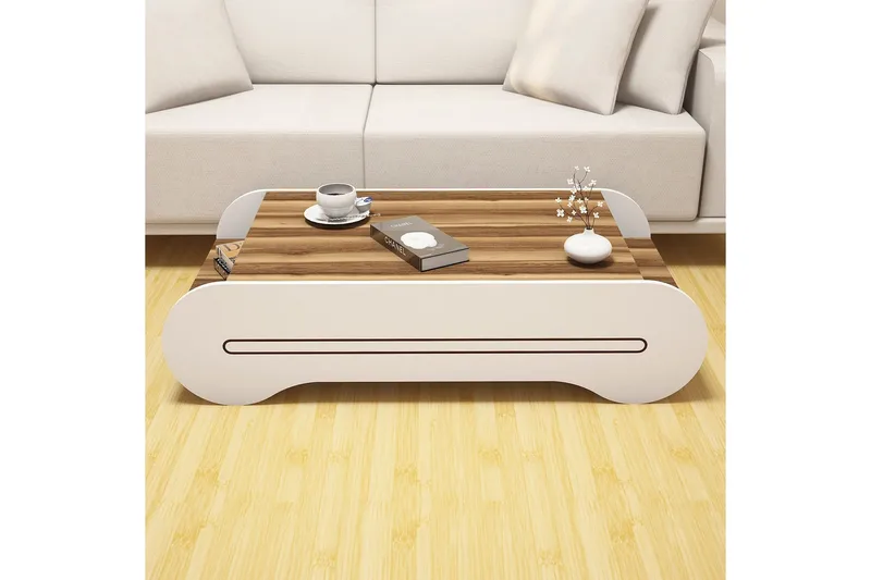 Hovdane Sofabord 120 cm med Oppbevaringshylle - Brun/Hvit - Møbler - Bord - Sofabord & salongbord - Sofabord med oppbevaring