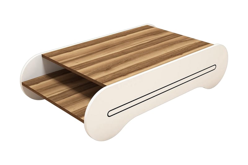 Hovdane Sofabord 120 cm med Oppbevaringshylle, Brun/Hvit