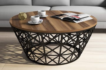 Hovdane Sofabord 90 cm Rundt Avsmalnande - Brun/Svart - Møbler - Bord - Sofabord & salongbord