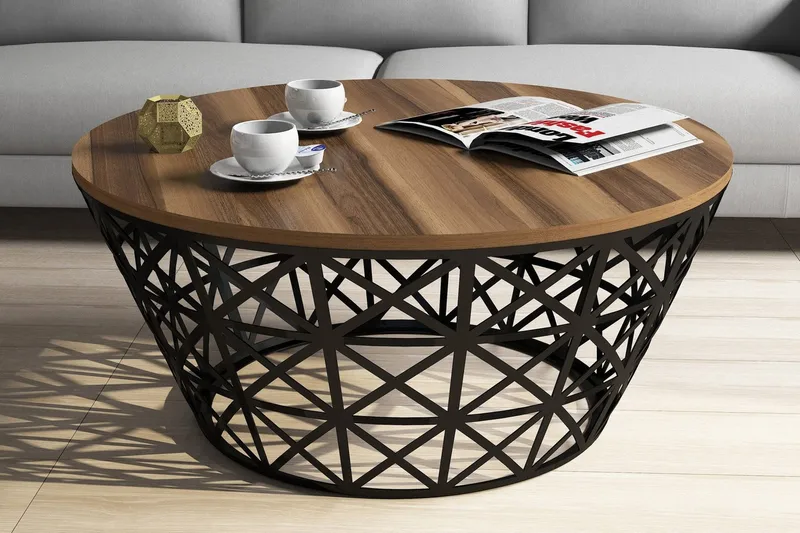 Hovdane Sofabord 90 cm Rundt Avsmalnande - Brun/Svart - Møbler - Bord - Sofabord & salongbord