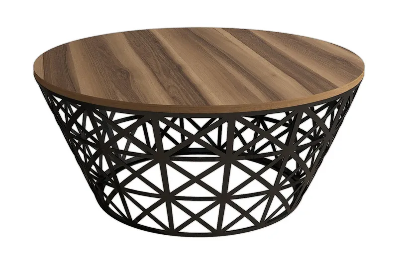 Hovdane Sofabord 90 cm Rundt Avsmalnande, Brun/Svart