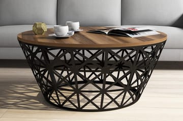 Hovdane Sofabord 90 cm Rundt Avsmalnande - Brun/Svart - Møbler - Bord - Sofabord & salongbord