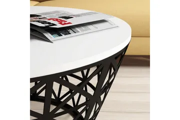 Hovdane Sofabord 90 cm Rundt Avsmalnande - Hvit/Svart - Møbler - Bord - Sofabord & salongbord