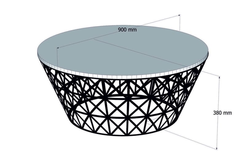 Hovdane Sofabord 90 cm Rundt Avsmalnande - Hvit/Svart - Møbler - Bord - Sofabord & salongbord