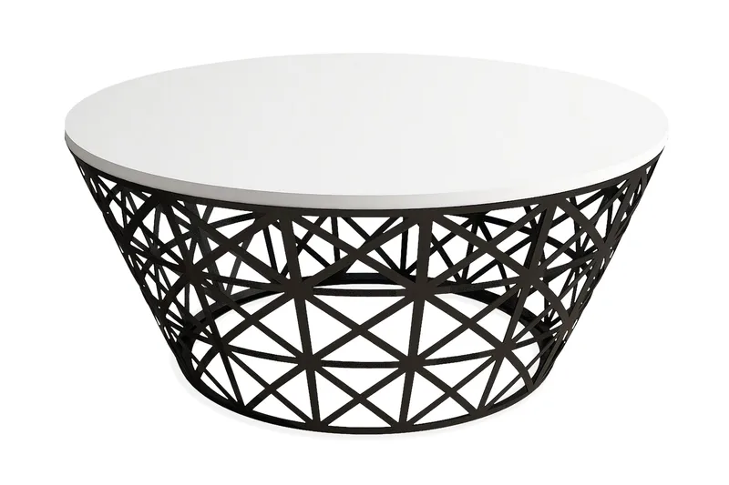 Hovdane Sofabord 90 cm Rundt Avsmalnande, Hvit/Svart
