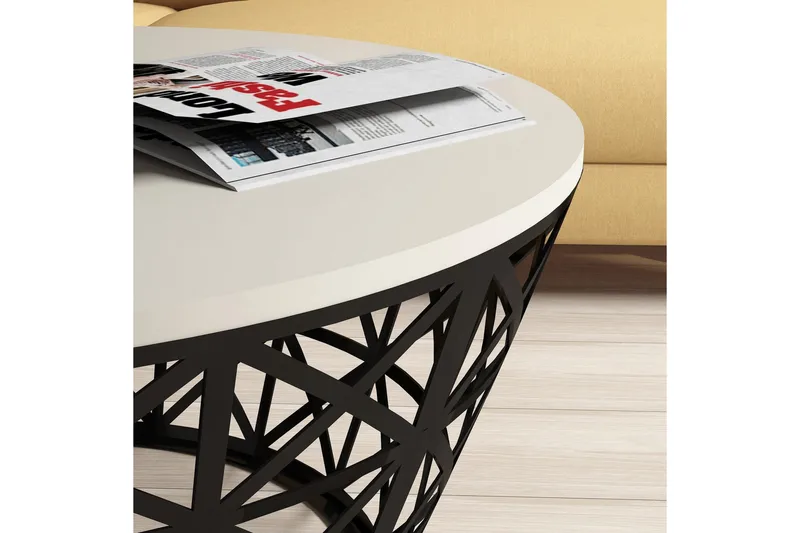 Hovdane Sofabord 90 cm Rundt Avsmalnande - Kremhvit/Svart - Møbler - Bord - Sofabord & salongbord