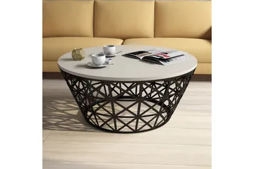 Hovdane Sofabord 90 cm Rundt Avsmalnande - Kremhvit/Svart - Møbler - Bord - Sofabord & salongbord