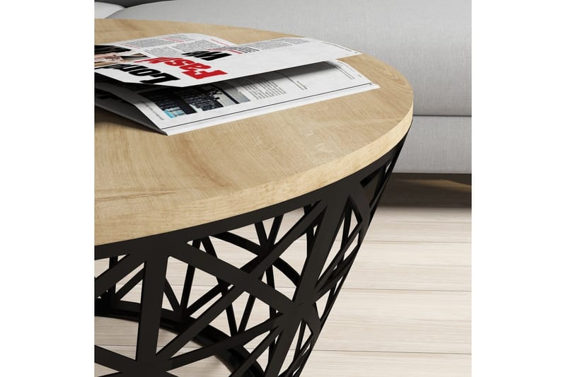 Hovdane Sofabord 90 cm Rundt Avsmalnande - Lysebrun/Svart - Møbler - Bord - Sofabord & salongbord