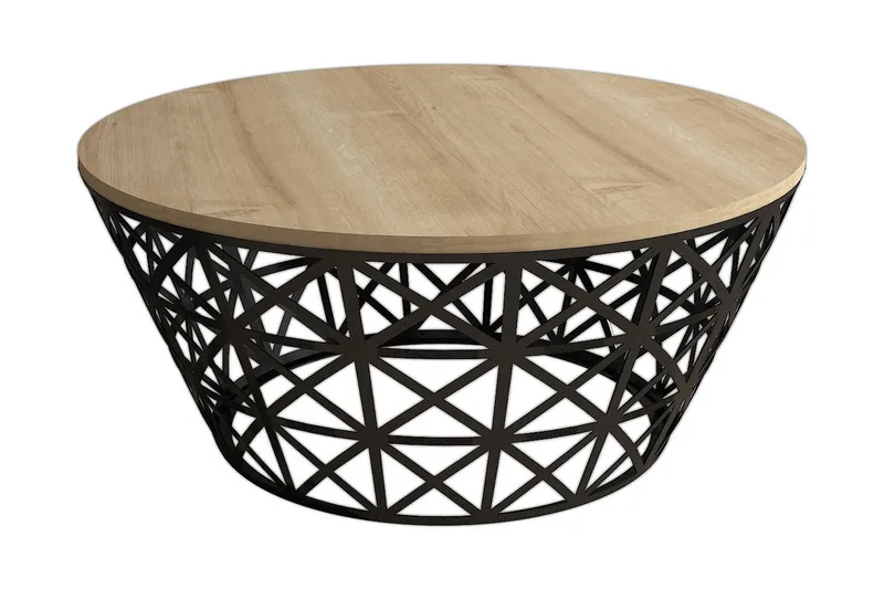 Hovdane Sofabord 90 cm Rundt Avsmalnande, Lysebrun/Svart