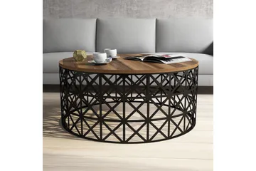 Hovdane Sofabord 90 cm Rundt - Brun/Svart - Møbler - Bord - Sofabord & salongbord