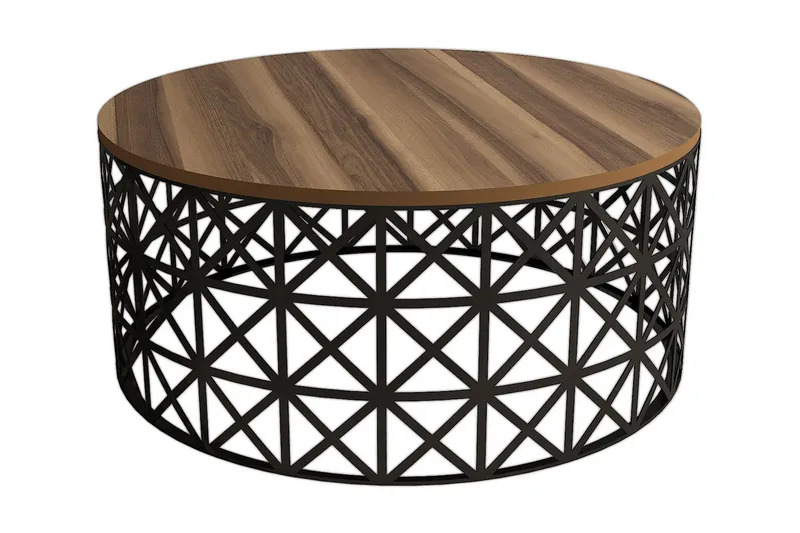 Hovdane Sofabord 90 cm Rundt, Brun/Svart