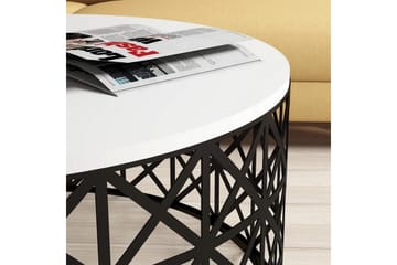 Hovdane Sofabord 90 cm Rundt - Hvit/Svart - Møbler - Bord - Sofabord & salongbord