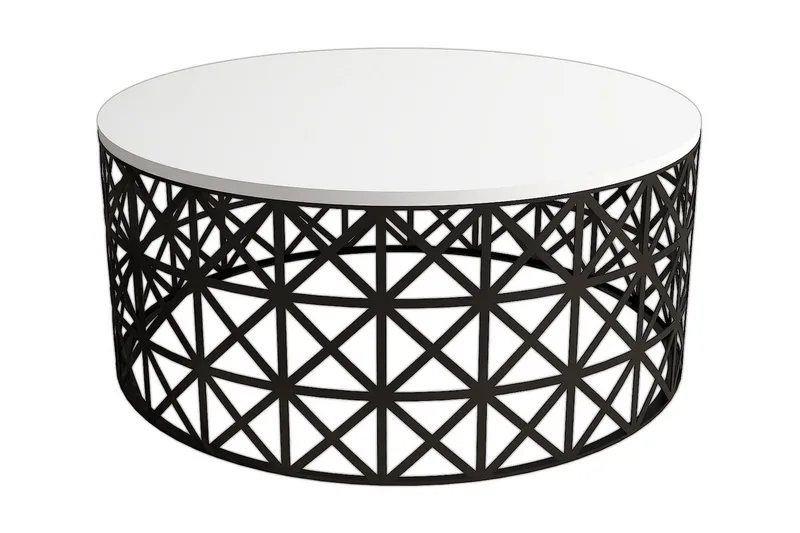 Hovdane Sofabord 90 cm Rundt, Hvit/Svart