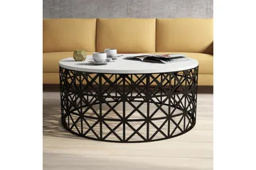 Hovdane Sofabord 90 cm Rundt - Hvit/Svart - Møbler - Bord - Sofabord & salongbord