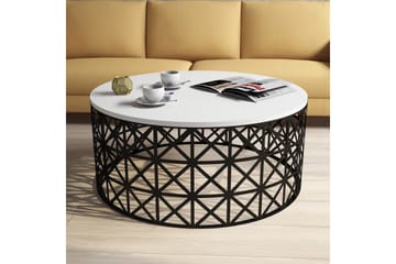 Hovdane Sofabord 90 cm Rundt - Hvit/Svart - Møbler - Bord - Sofabord & salongbord