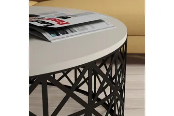 Hovdane Sofabord 90 cm Rundt - Kremhvit/Svart - Møbler - Bord - Sofabord & salongbord